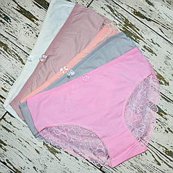 Розмір 6XL (60) Набір кольорових трусів для жінок 5 штук, однотонні жіночі бавовняні трусики з мереживом Туреччина