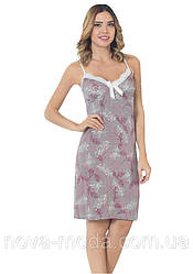 Розмір 48 (L). Стильна нічна сорочка пеньюар, жіноча сорочка, трикотажна ночнушка з мереживом, Туреччина