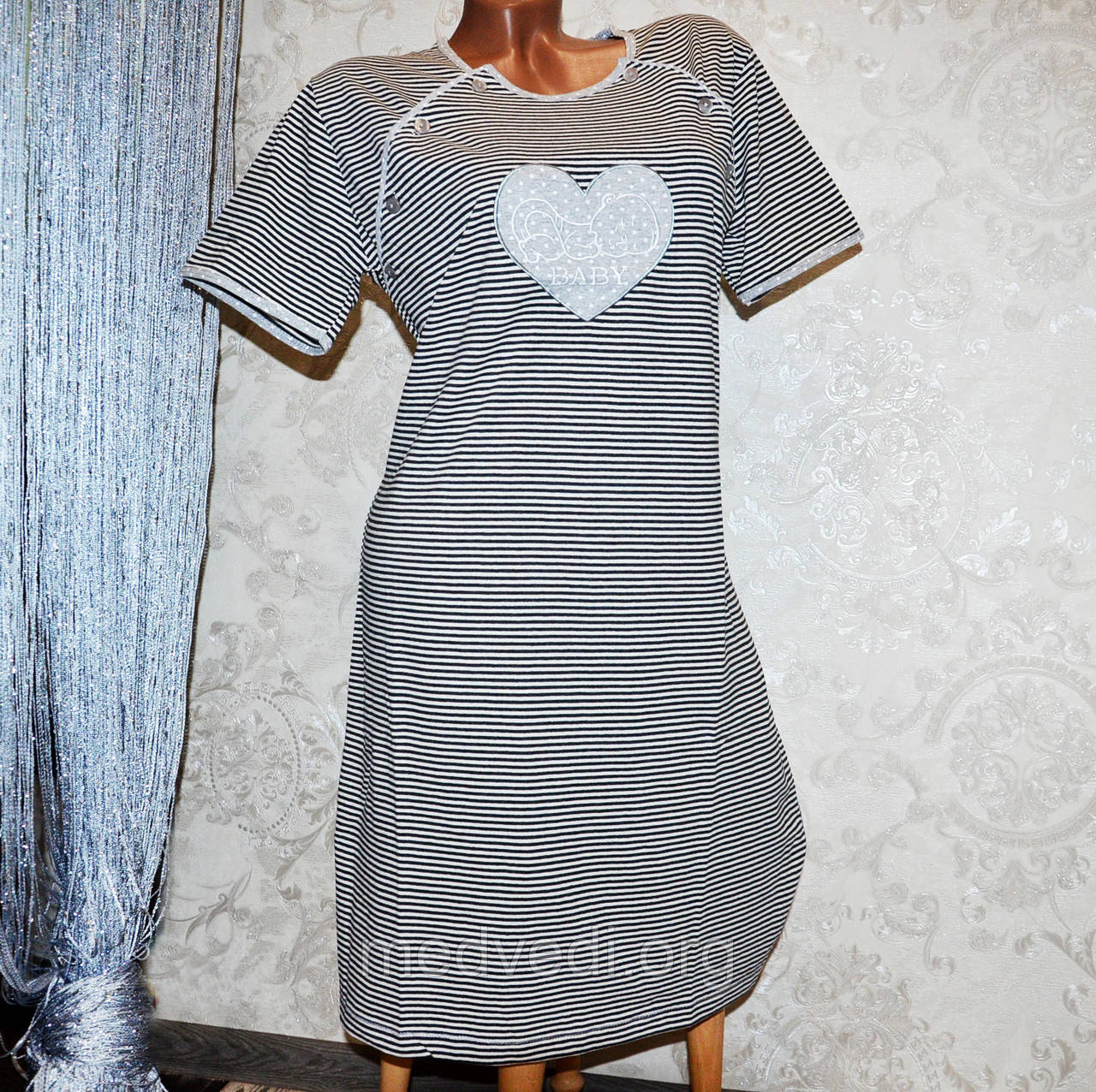 Розмір 48-50 (XL). Жіноча ночнушка для годування груддю, жіноча сорочка для вагітних, 100% бавовна, Туреччина