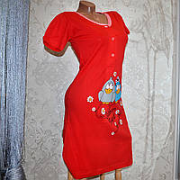 Розміри M. Жіноча червона нічна сорочка, ночнушка 100% бавовна, нічна сорочка туніка Туреччина