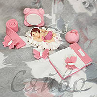 Сахарное украшение фигурки для торта набор Малыш №2 Немовля №2 розовый