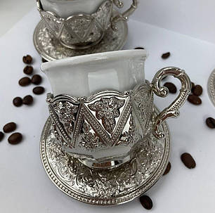 Чашка для кави Sena Турецькі рюмки з серії side срібний квітка, фото 2