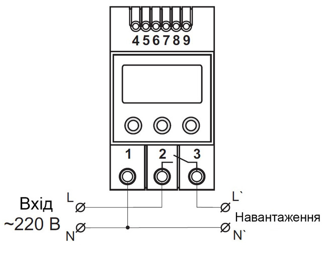 Схема підключення реле напруги VP-25A