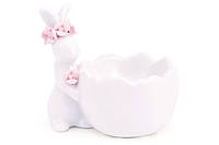 Подставка для яйца ,,Зайчик,, белый с розовым, 8.5*6.5*8.5см, в упаковке 12 шт (733-234)
