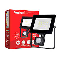 Світлодіодний прожектор з датчиком руху Vestum 50W 4 300Лм 6500K 175-250V IP65 1-VS-3012