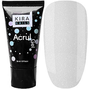 Акригель Kira Nils Acryl Gel Glitter Milk, 30 г молочний з шимером