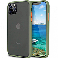 Чехол накладка Goospery Case матовый с цветными кнопками для телефона iPhone 13 Pro Max 6.7" Хаки