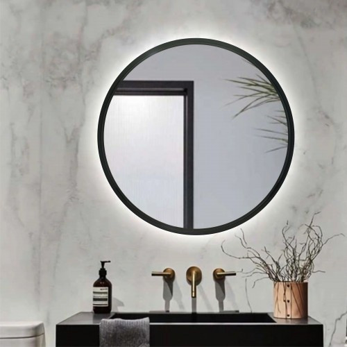 Зеркало круглое с подсветкой в раме EMMA LED LOFT (70 см х 70 см) - фото 1 - id-p1611876985
