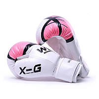 Рукавички боксерські розмір 4Oz, зап'ястя ширина 5 довжина 13см, біло-рожеві