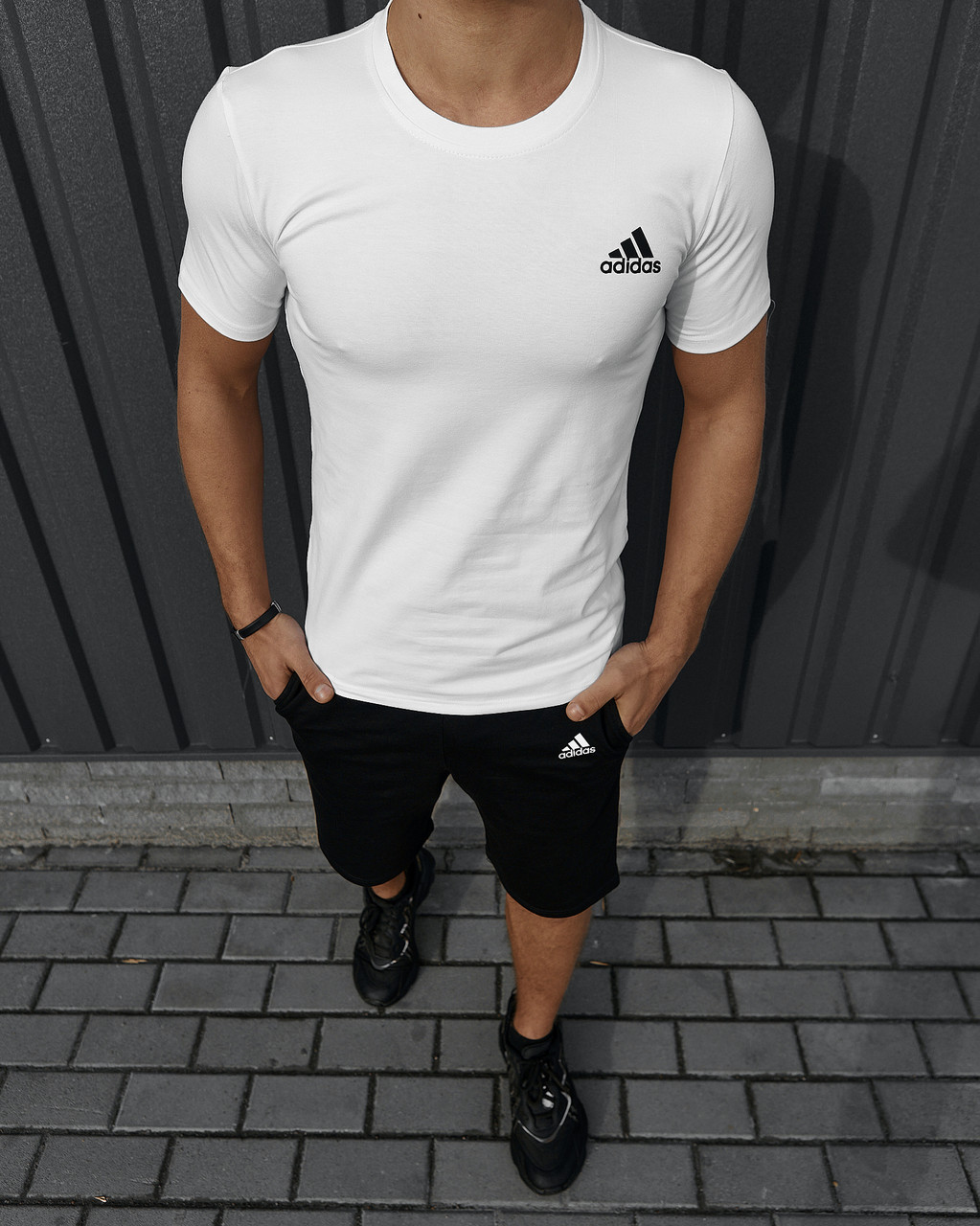 Adidas спортивний костюм чоловічий літній шорти футболка комплект адідас білий