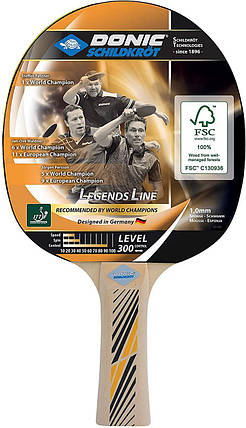 Ракетка для настільного тенісу п'ять шарів дерева Donic Legends 300 FSC ITTF товщина накладки 1,0 мм, фото 2