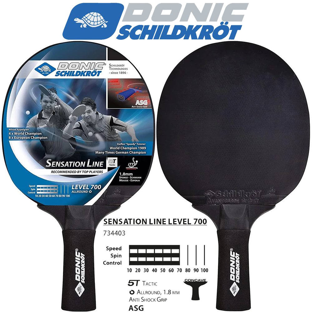 Ракетка для настільного тенісу п'ять шарів дерева Donic Sensation 700 ITTF товщина накладки 1,8 мм