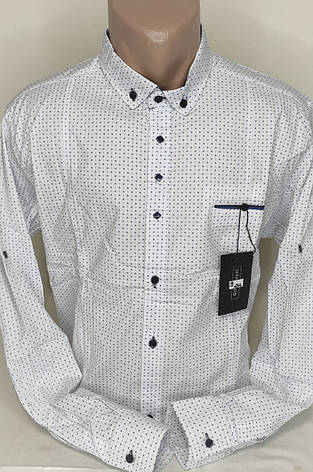 Сорочка чоловіча G-Port vd-0009 біла батальна в принт стрейч коттон Туреччина трансформер, фото 1