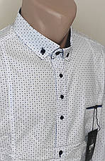 Сорочка чоловіча G-Port vd-0009 біла батальна в принт стрейч коттон Туреччина трансформер, фото 5