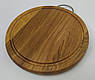 Кругла кухонна дошка з ручкою з натурального дуба Ø25 см – для нарізки, подачі, сервірування, довговічна, оброблена лляною олією, фото 3