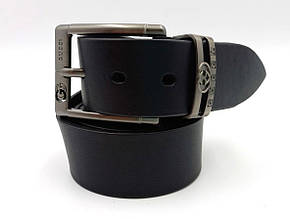 Ремінь чоловічий чорний з логотипом зі шкіри, чоловічий ремінь шкіряний брендовий для джинс/брюк