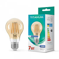Світлодіодна лампа груша TITANUM Filament A60 7W E27 2200K бронза