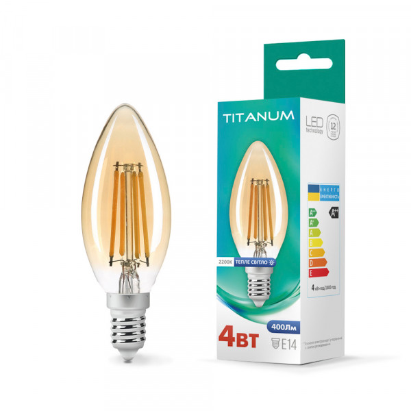 LED лампа TITANUM  Filament C37 4W E14 2200K бронза