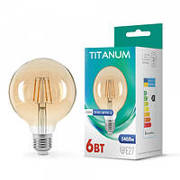 LED лампа TITANUM  Filament G95 6W E27 2200K бронза