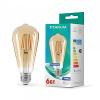 LED лампа TITANUM  Filament ST64 6W E27 2200K бронза