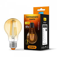 Світлодіодна лампа груша VIDEX Filament A60FA 10W E27 2200K бронза