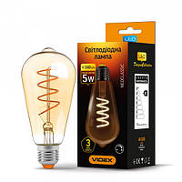 LED лампа VIDEX Filament ST64FASD 5W E27 2200K димерна бронза