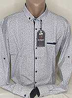 Рубашка мужская G-Port vd-0046 белая батальная в узор стрейч коттон Турция трансформер