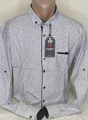 Сорочка чоловіча G-Port vd-0046 біла батальна у візерунок стрейч коттон Туреччина трансформер