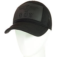 Мужская бейсболка кепка BOY с сеткой черная летняя