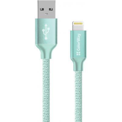 Кабель з'єднання єднання (USB Apple Lightning 2,1 А) Colorway м'яка ятний 1м №CW-CBUL004-MT