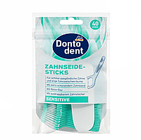 Dontodent Zahnseide Sensitive флос-зубочистки с футляром Sensitive (нейтральный вкус, невощеные), 40 шт