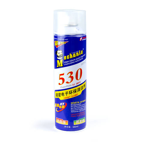 Спрей MECHANIC 530 (L1) для очищення плат (550 мл) світло-синій, фото 1