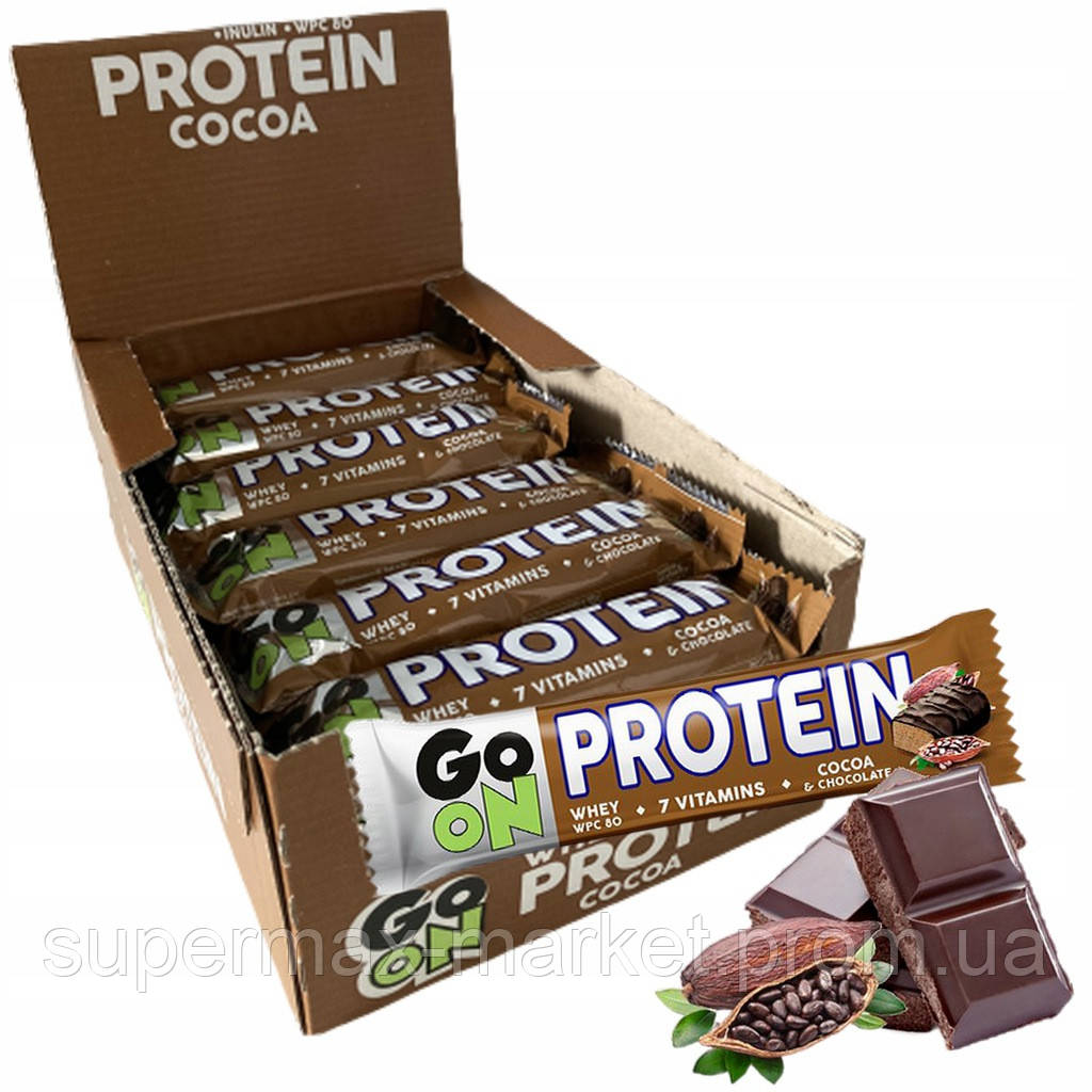 Блок Батончиков Go On PROTEIN WPC 20% Какао( шоколад) 50 г - 24 шт(780033) - фото 1 - id-p1611996466