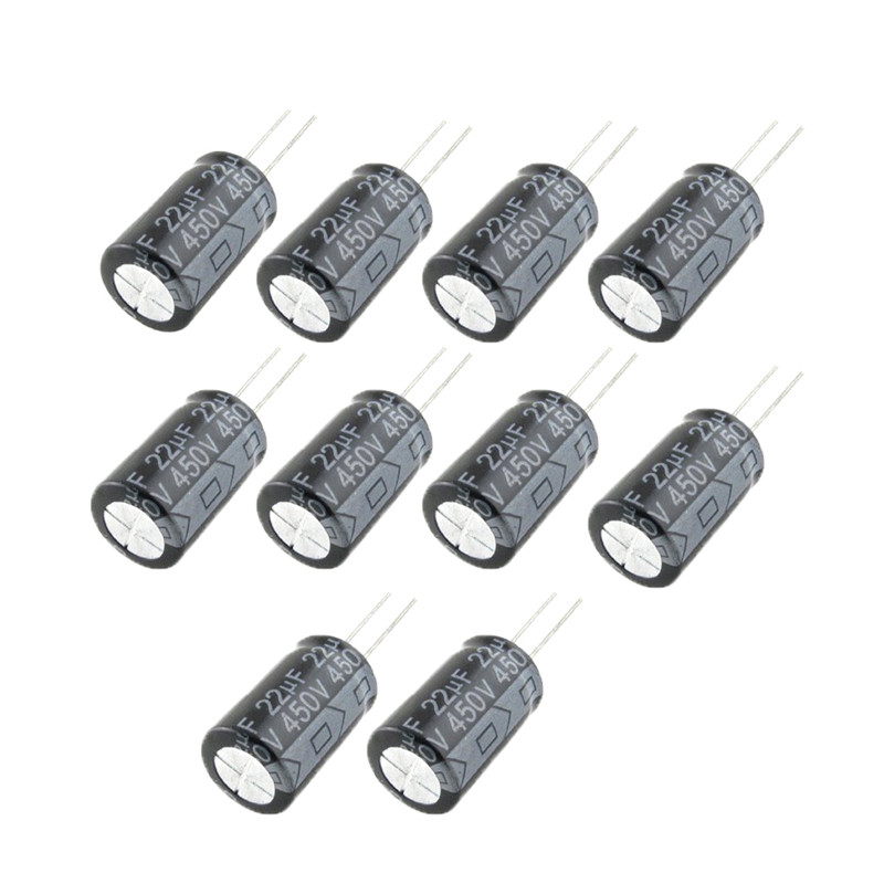 Конденсатор електролітичний алюмінієвий 10шт, 22мкФ 450В 105С, фото 1