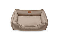 Лежак для Собак Котів та Кішок Dreamer Velour Biege прямокутний м'яка лежанка бежевий
