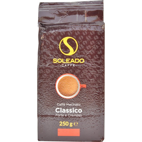 Кава мелена Soleado Caffe Classico, суміш робусти і арабики, 250г, Італія