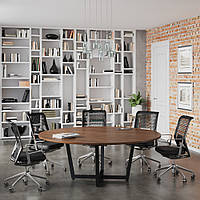 Круглый стол для переговоров D-2000 Loft Design Орех Модена. Конференц-стол в переговорную