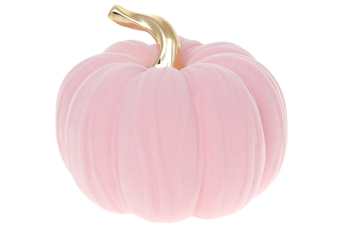 Декор керамічний Гарбуз з оксамитовим напиленням 15*15*11.5 см, рожевий із золотом (733-495)