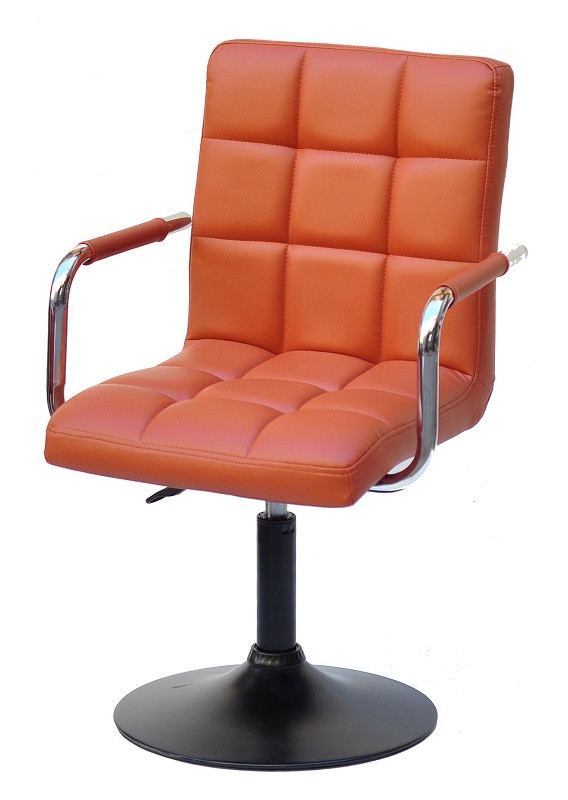 Крісло Augusto Arm BK-Base екошкіра коричневий 1014 на чорній базі опорі — млинцеві з регулюванням висоти, фото 1