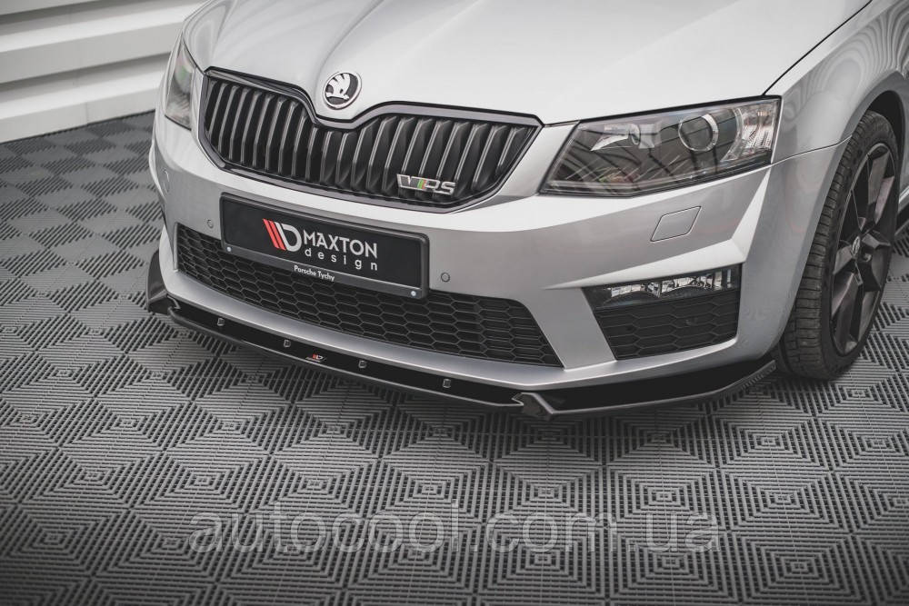 Накладка на передній бампер спліттер Skoda Octavia RS 2013-2016 р.в. дорістайл, фото 1