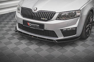 Накладка на передній бампер спліттер Skoda Octavia RS 2013-2016 р.в. дорістайл
