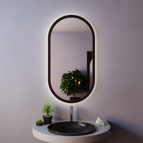 Зеркало в раме VIVIAN LED LOFT овальное с подсветкой (90 х 50 см) - фото 1 - id-p1612136231