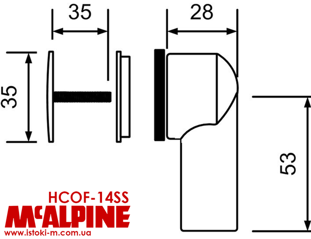 Перелив круглий для мийки HCOF-14SS McAlpine_Перелив круглый для мойки_Перелив круглий для мийки_HCOF-14SS McAlpine_McAlpine украина_McAlpine україна_McAlpine купить интернет магазин_McAlpine купити інтернет магазин