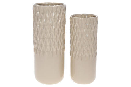 Ваза керамічна 12.4*12.4*30.7 см, кремовий глянець, 2 шт. в пакованні (733-522), фото 2