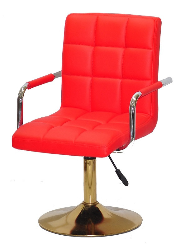 Крісло Augusto Arm GD-Base червоний 1007 шкірозамінників на золотій круглій нозі-опорі з регулюванням висоти сидіння, фото 1