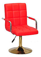 Крісло Augusto Arm GD-Base червоний 1007 шкірозамінників на золотій круглій нозі-опорі з регулюванням висоти сидіння, фото 2