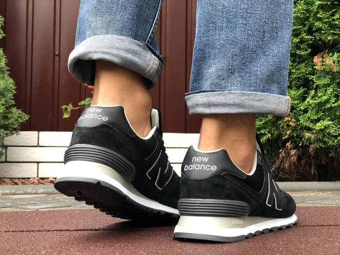 Кроссовки New Balance 574 мужские, замшевые, черные, демисезон, цена ...
