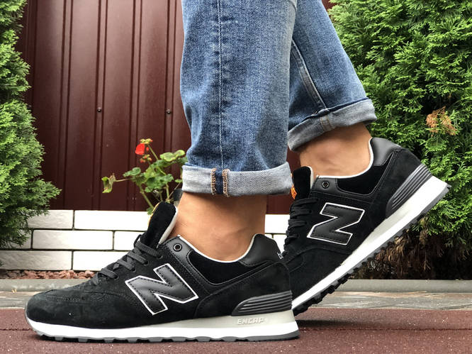 Кроссовки New Balance 574 мужские, замшевые, черные, демисезон, цена ...