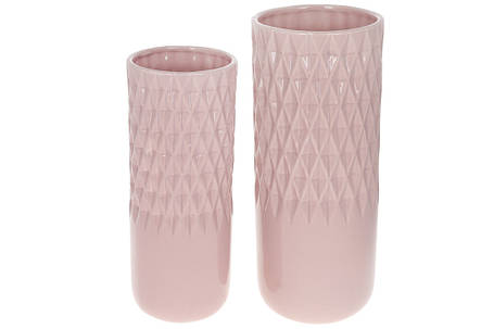 Ваза керамічна 10.5*10.5*26.2 см, попіл троянди глянець, 2 шт. в пакованні (733-527), фото 2