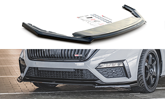 Накладка на передній бампер спліттер Skoda Octavia RS 2020+ г.в. Шокода Октавіа